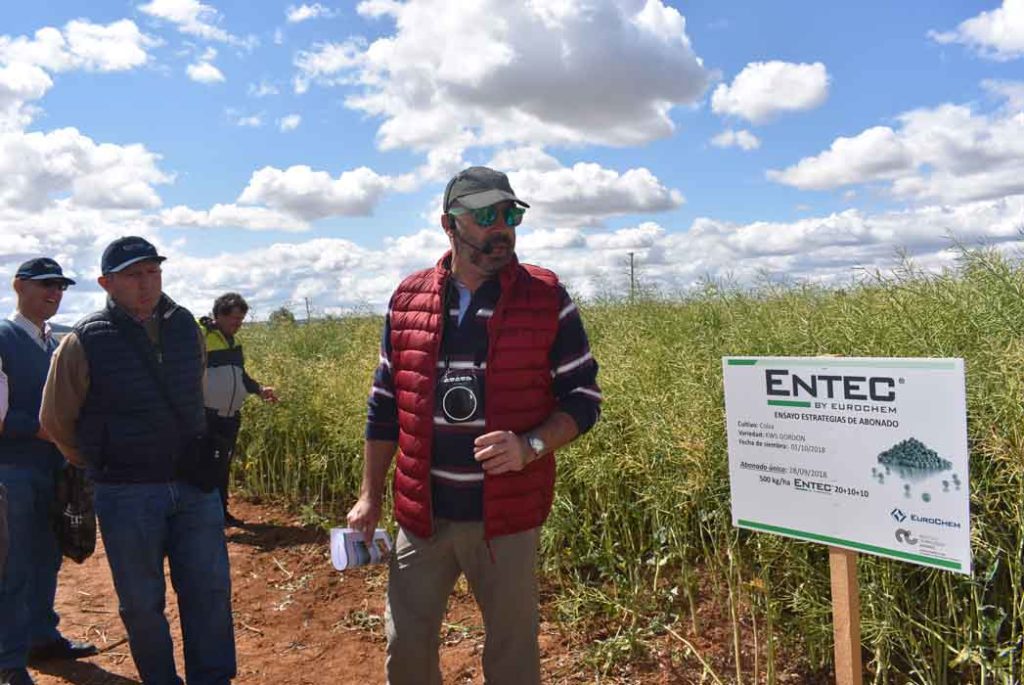 João Palha comenta uno de los ensayos realizados con colza