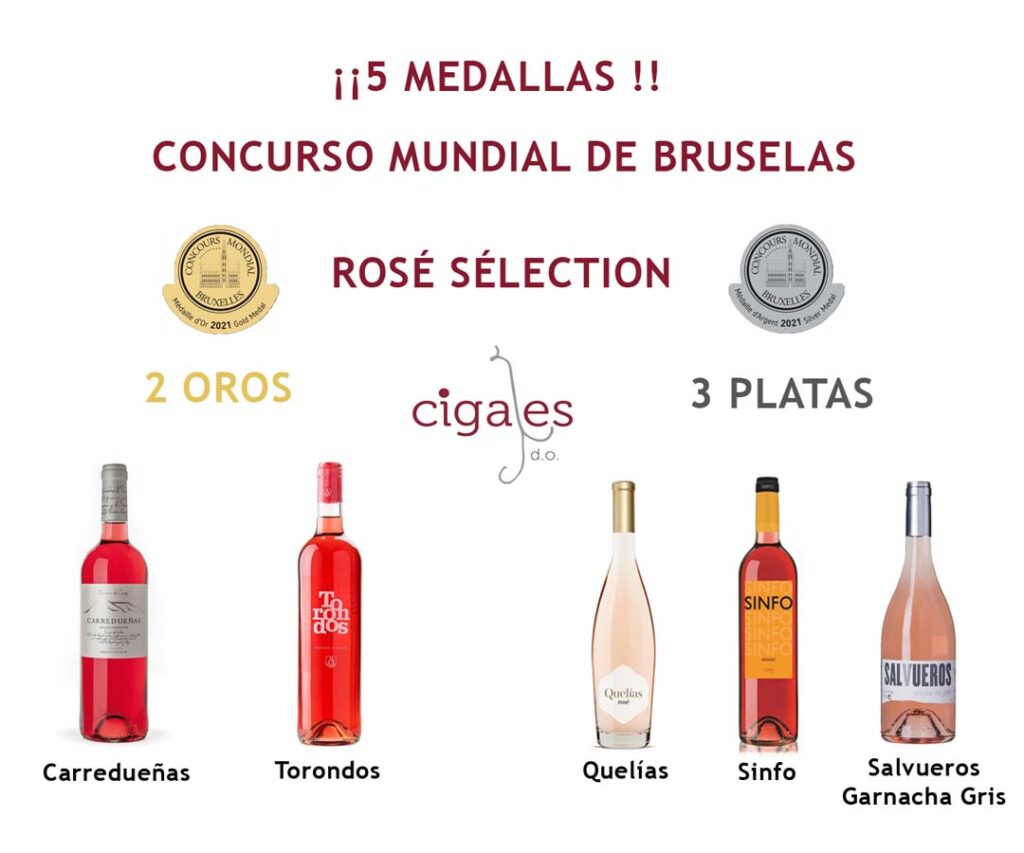 Cigales consigue 5 medallas en el Concurso Mundial de Bruselas Rose Selection